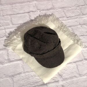 Brown Textured Cap Hat and off white crème scarf pre-loved unisex